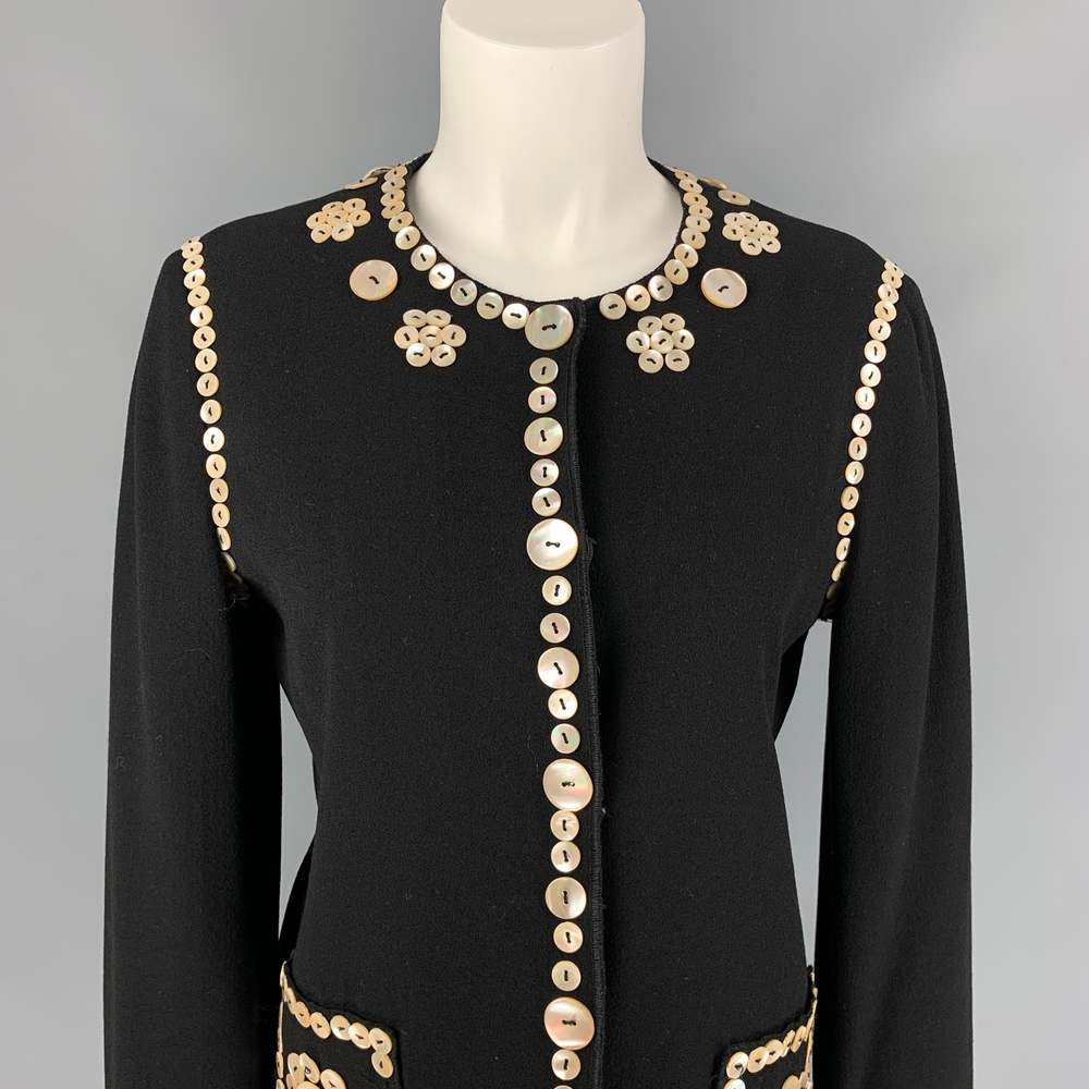 Vintage CHEAP and CHIC by MOSCHINO Black Wool Applique Jacket - Picture 2 of 7
